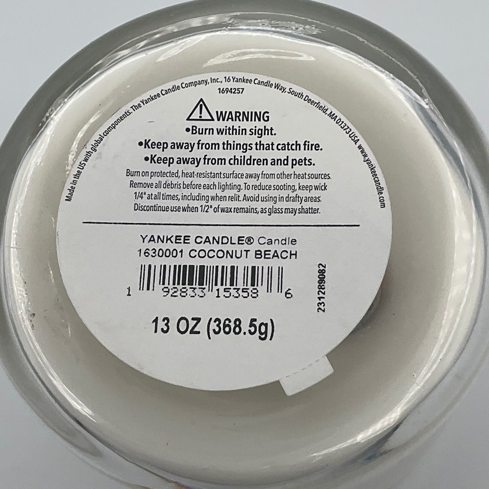 Yankee Candle Coconut Beach 13 oz 2-Wick Medium Jar Scented Candle White 1630001 - Picture 4 of 4